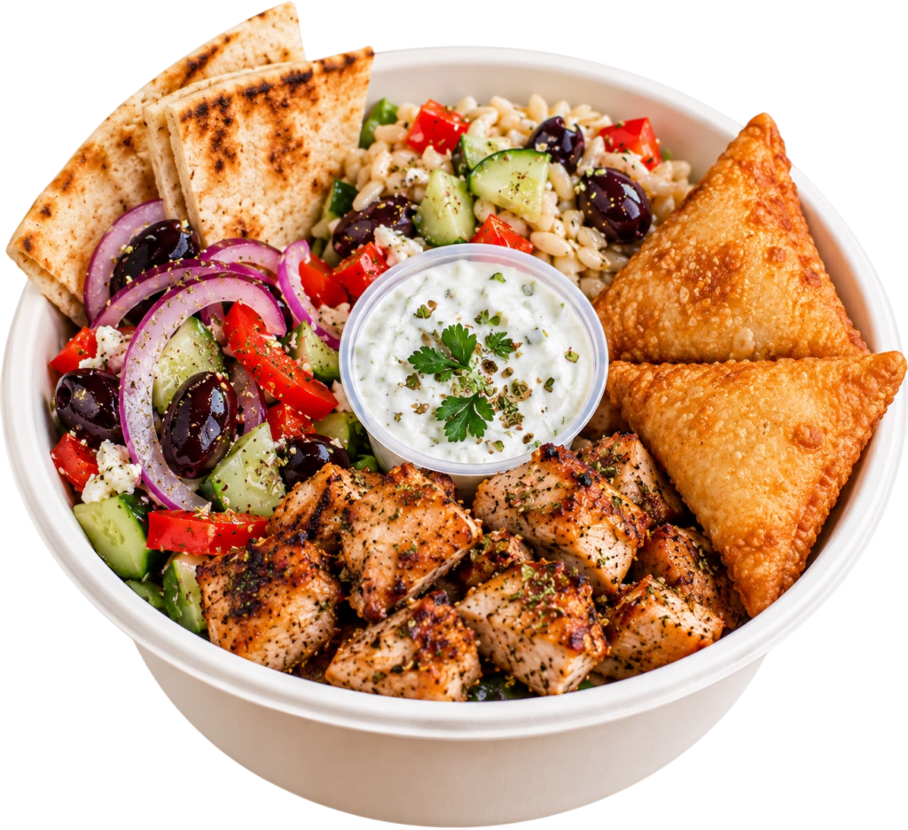Chicken and Pork Souvlaki Bowl